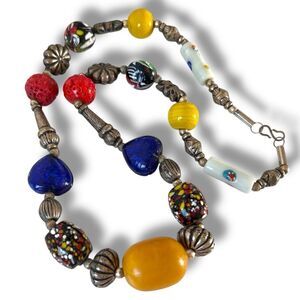 Vintage Millefiori Glass Trade Bead Necklace